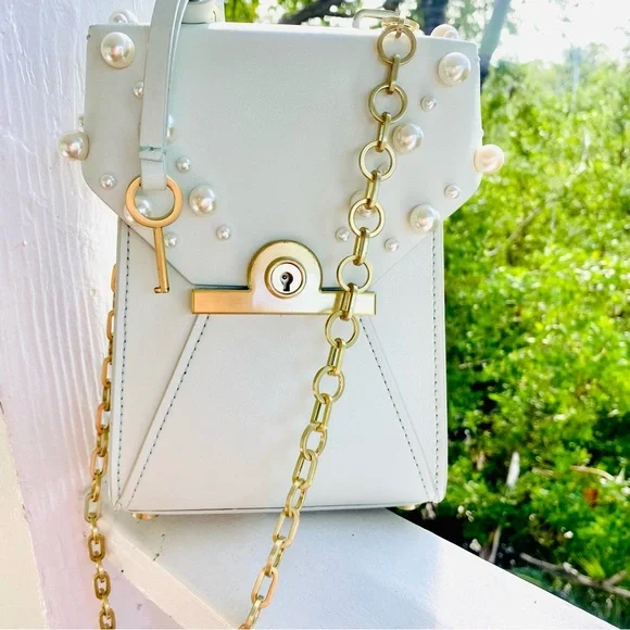 ZAC Zac Posen Amelia Embellished Leather Phone Crossbody Bag EUC - Picture 9 of 17